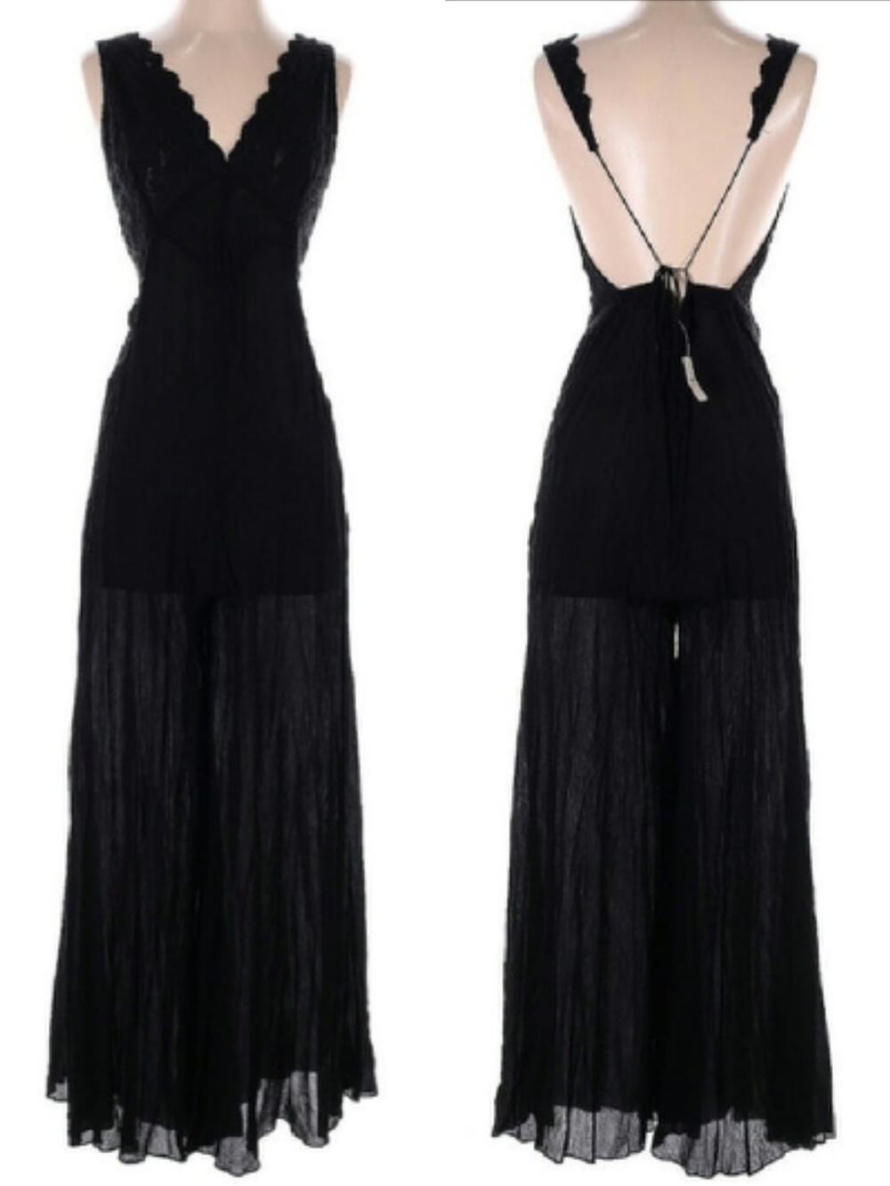 NWT Free People Small Black V Neck Jumpsuit